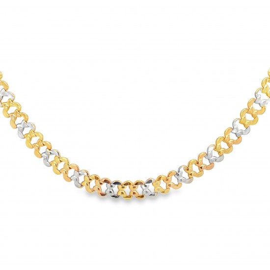 Pre Owned 9ct 3 Colour Necklet ZB367 